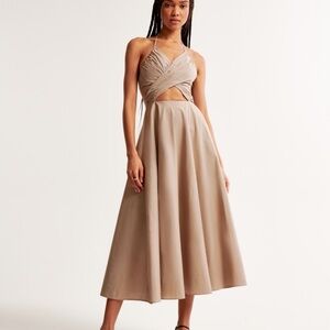 Abercrombie light brown crossover bodice midi dress